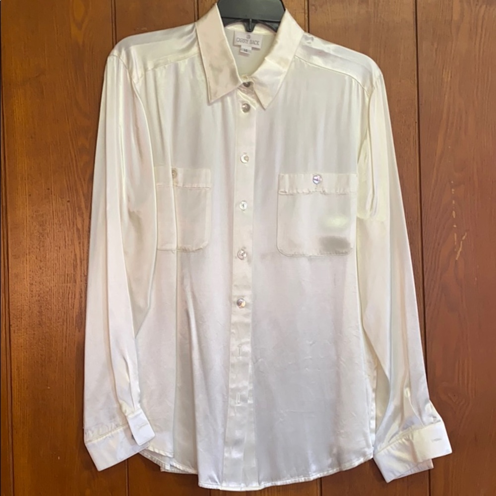 White Carey Back Blouse size 14 (2 pockets)